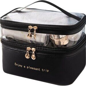 Makeup bag double layer organizer